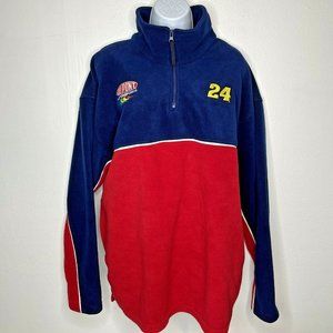Winners Circle Jeff Gordon #24 NASCAR Fleece Pullover 1/4 Zip Mens L Blue Red